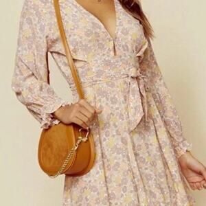 Faithfull The Brand Palmaro Mini Dress - Daisy Print - Size S (USA 4)